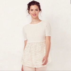 Lauren Conrad White Lace Top NWT Size S